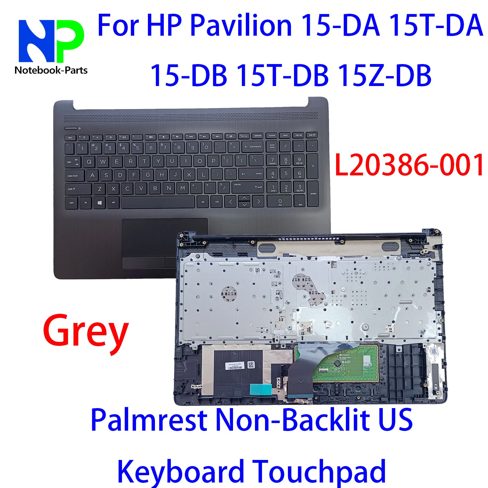 

Новая верхняя крышка для HP Pavilion 15-DA 15T-DA 15-DB 15T-DB 15Z-DB 15,6 "Подставка для рук без подсветки английская Клавиатура Тачпад серый цвет