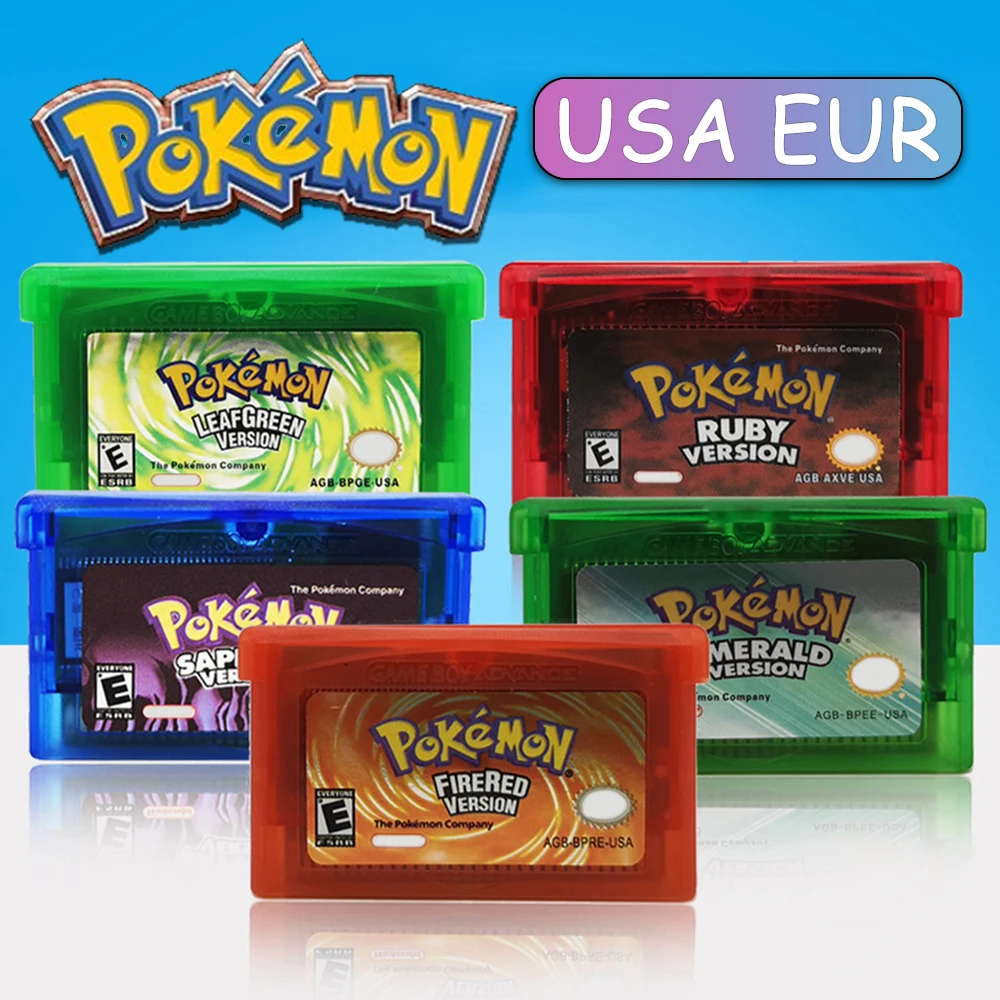 GBA Game Pokemon Series 32 Bit Video Game Cartridge Console Card Pokemon Emerald Ruby FireRed LeafGreen Sapphire Multi-language