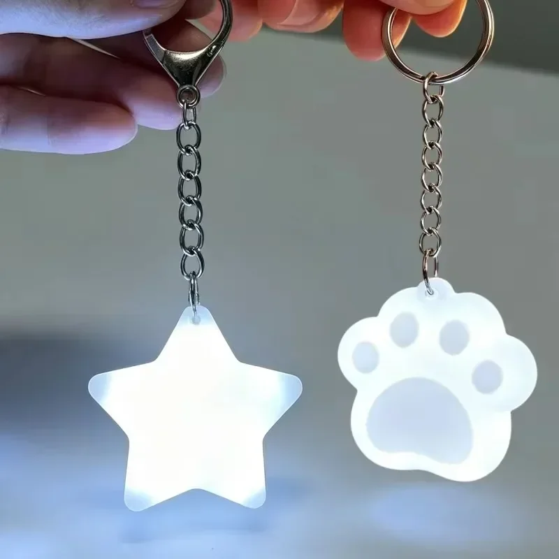 1/6Pcs LED Light Touch Sensitive Light Keychains Cute Star Cat Paw Shape Backpack Pendants Sensor Bed Lamp Heart Light Gift