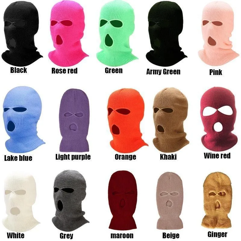 Fashion 3-Hole Knitted Full Face Cover Ski Mask, Winter Balaclava Warm Knit Full Face Mask
