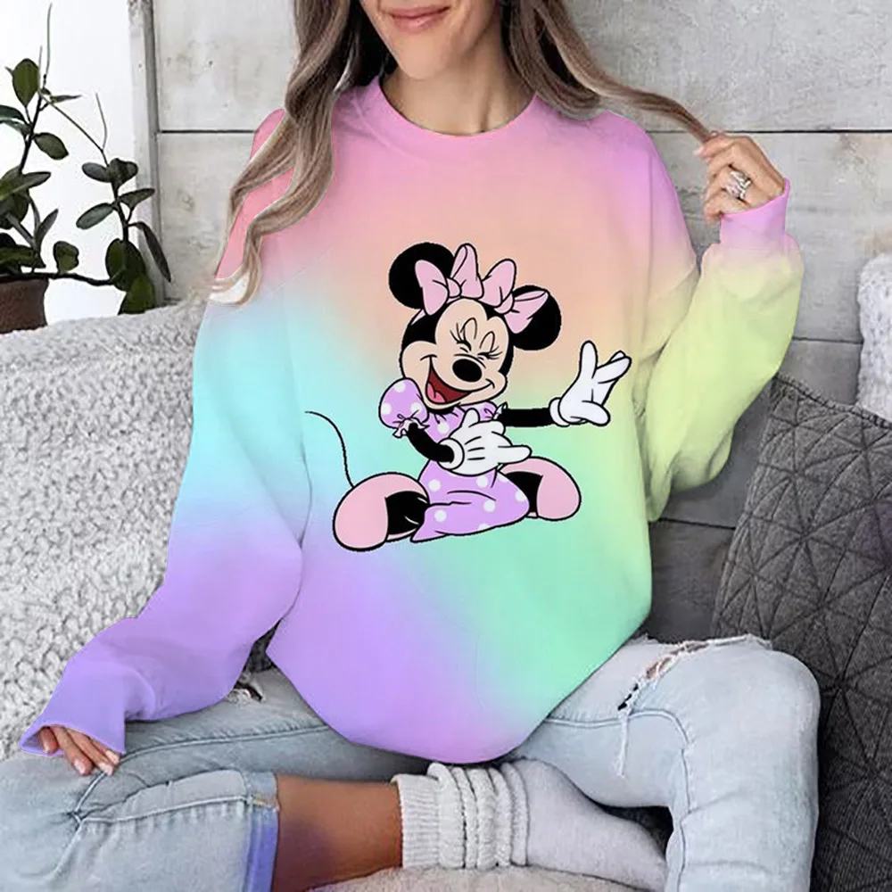 Mickey Mouse Print Women Hoodies Sweatshirts Streetwear Cute Oversized Hoodies Pullover Cropped Hoodies Females Y2k