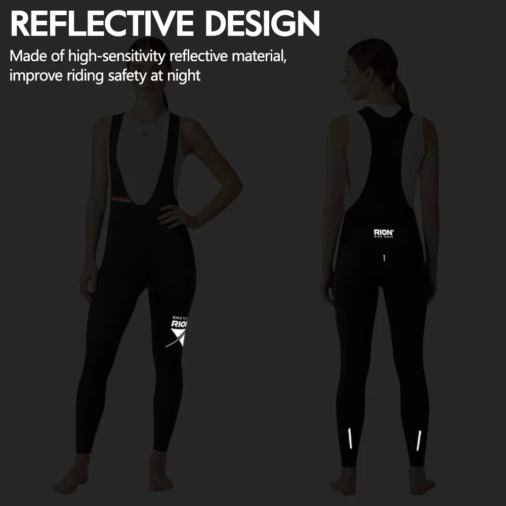 RION Women Bicycle Bib Pants Winter Road Bike Tights Thermal Fleece MTB Cycling Padded Bibs Dolomiti Pad 8H Overalls Windproof