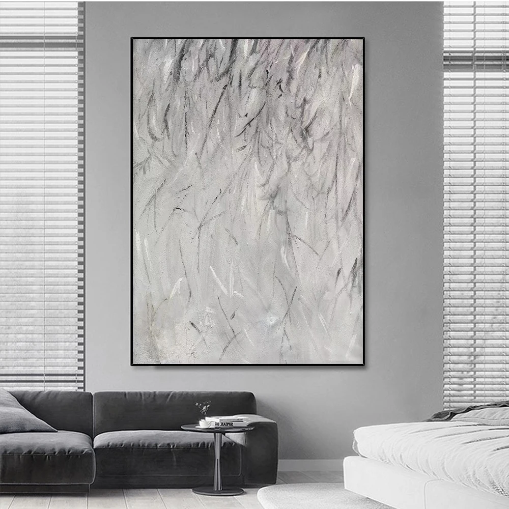 

Abstract Minimalist Painting on Canvas, Handmade Modern Contemporary Painting, Large Grey Black, Living Room and Office Decor