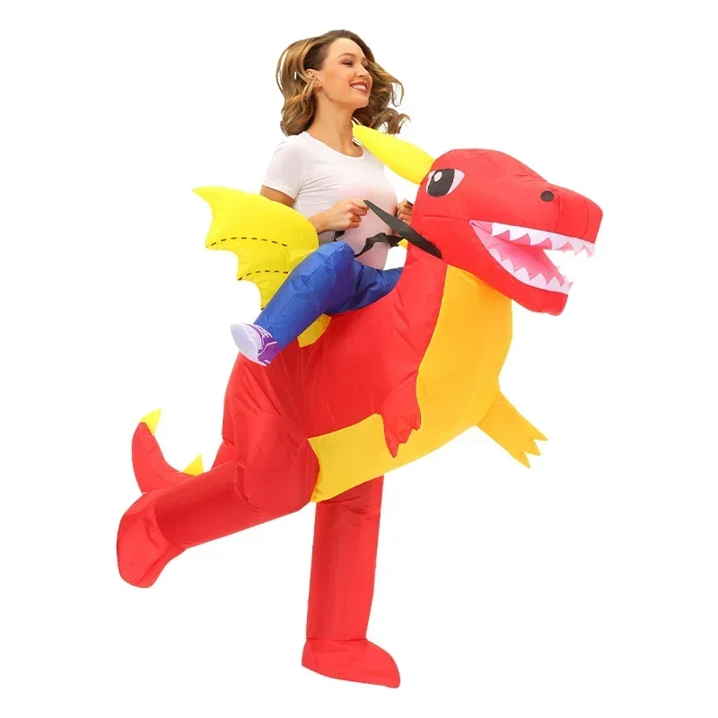 Riding on Dinosaur Inflatable Cosplay Costume Women Dinosaur Clothes Holiday Show Party Christmas Valentine's Day Halloween