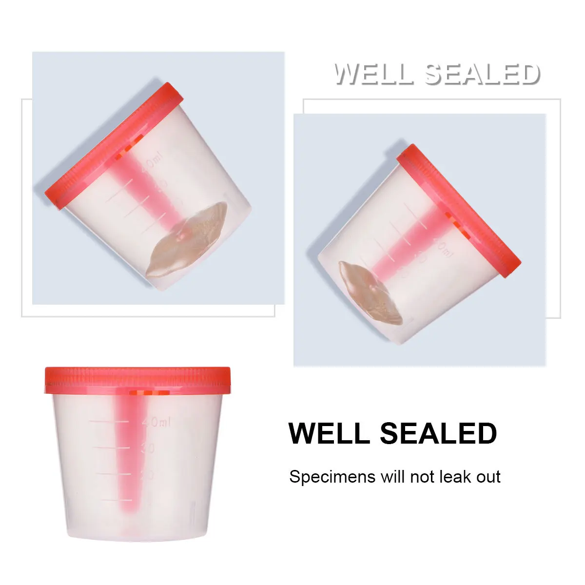 

50Pcs Specimen Cups Plastic Independent Packaging Stool Container Leakproof Fecal Test Collection Cup Specimen Cup