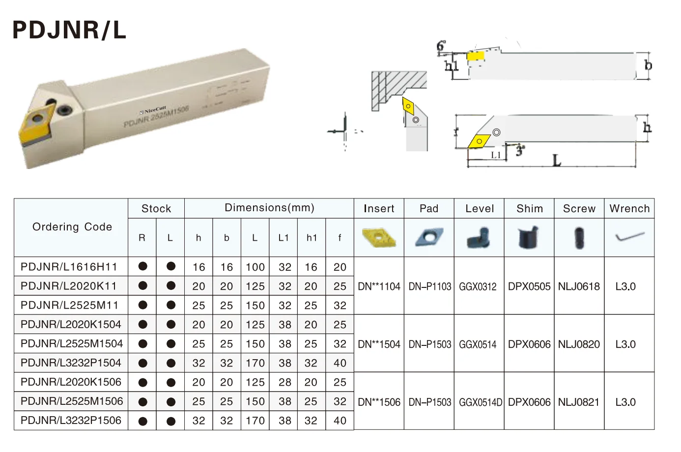 External Turning Tools PDJNR PDJNL For Carbide Inserts DN**1504  DN**1506 FOR Steel