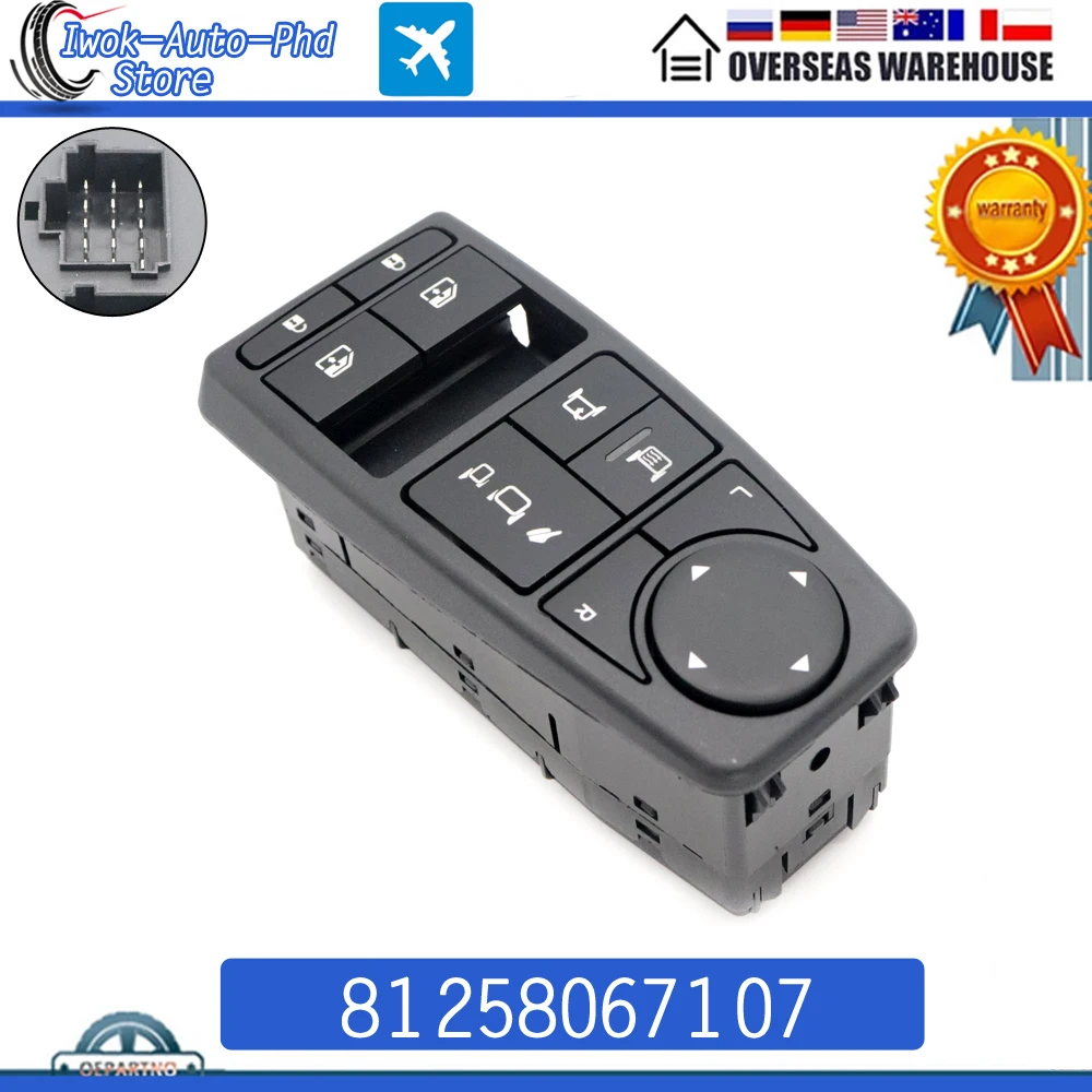 

81258067107 Car Electric Power Master Window Control Switch Button For MAN TGX TGS TGL TGM 81258067109 81258067092