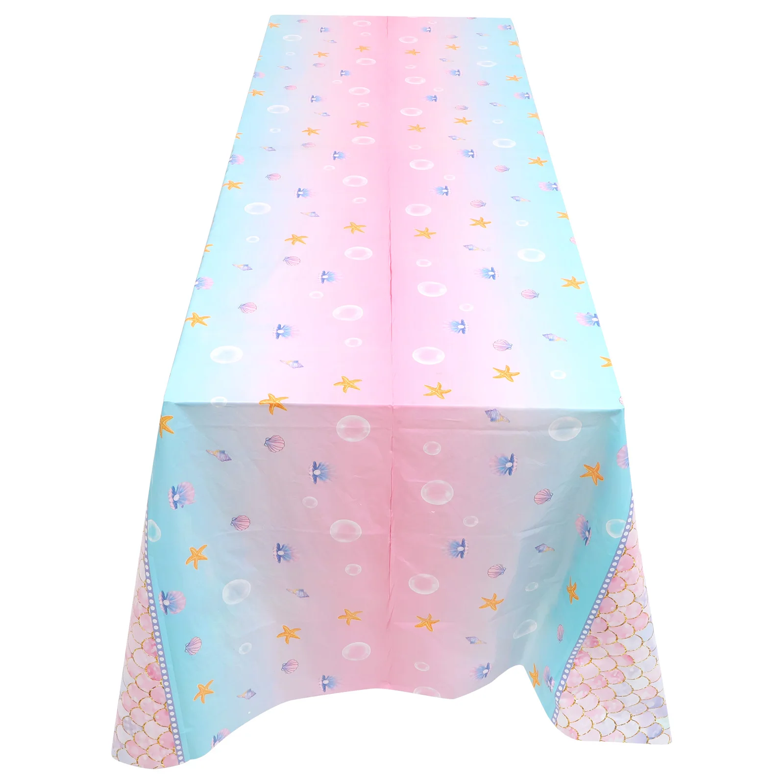 

Fish Scale Mermaid Tablecloth Disposable Plastic Party Cover Birthday Decoration Oil Proof For Rectangle Tables Festival