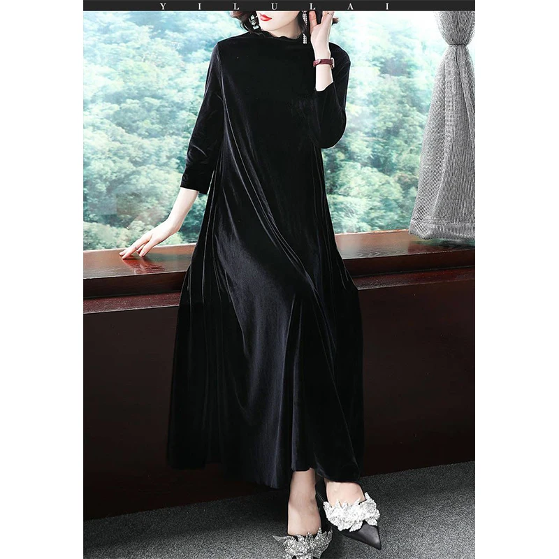 Autumn Winter Pile Collar Loose Casual Fashion Velvet Robe Femme Long Sleeve Oversized Elegant Dress Women Vestidos De Fiesta