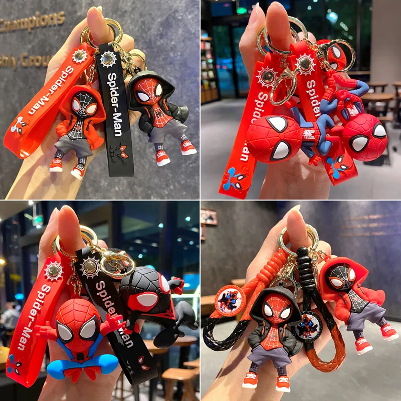Classic SpiderMan Keychain Pendant Disney Marvel Amazing Inverted Silk Stereo Doll Car Hanging Decor Keychain Birthday Gift Toys - view 2