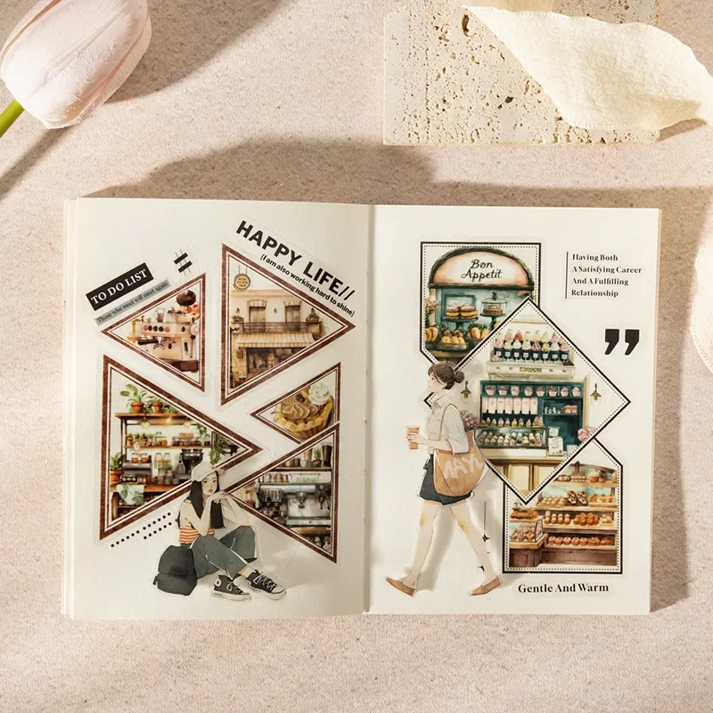 

18 шт., 4 стиля, базовая наклейка с каймой, серия «Книжная граница», двойной материал, высечка