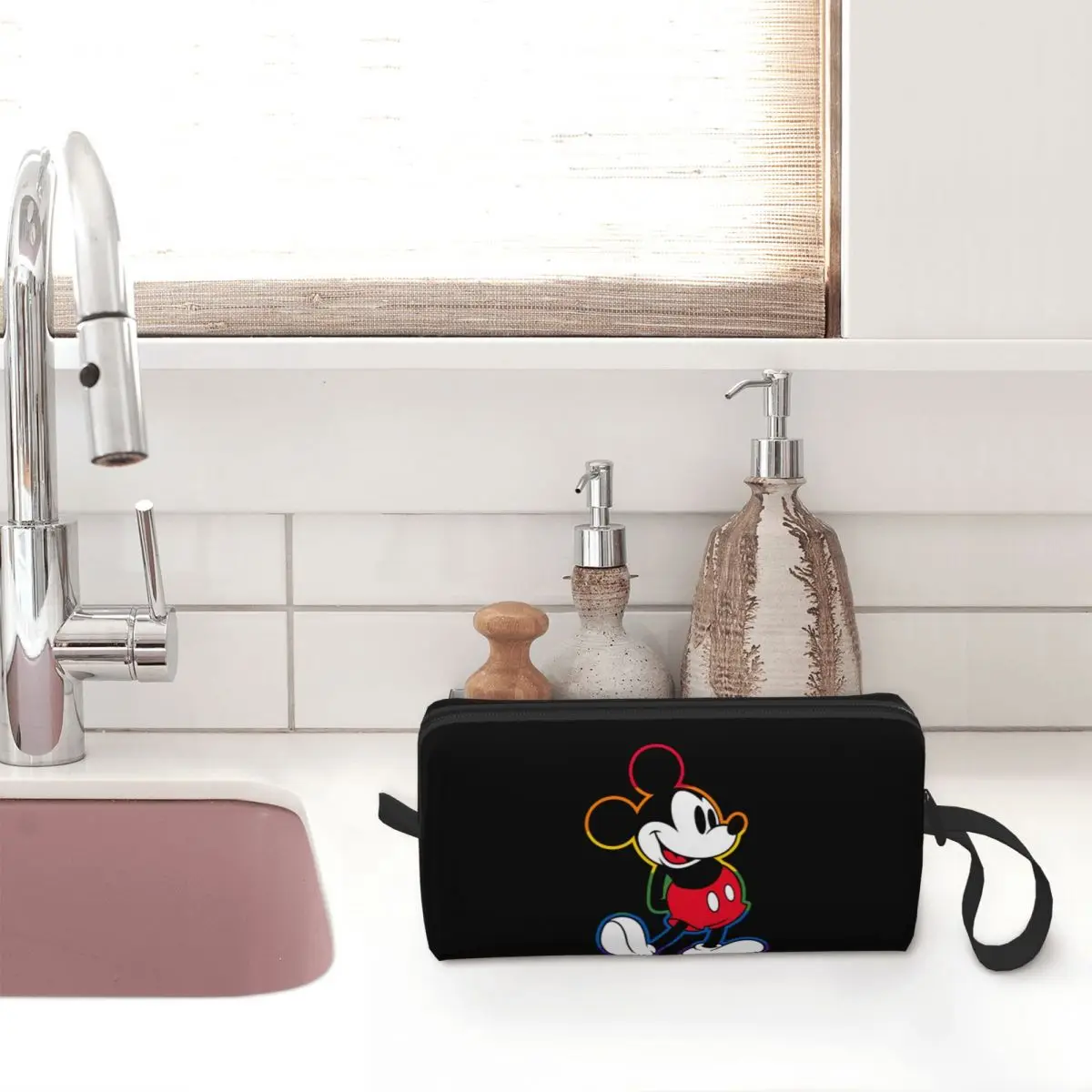 Mickey Rainbow Outline Makeup Bag Pouch Cosmetic Bag for Men Women Toiletry Bag Accessories Organizer