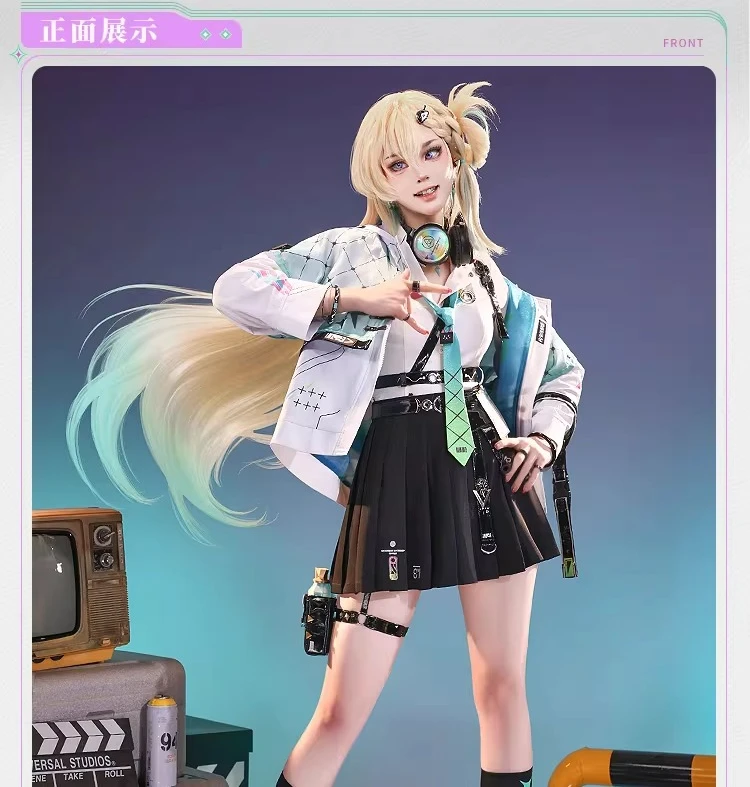 Lynae Cosplay Costume Game Wuthering Waves Women Fashion Dress Cute Lynae Cosplay Costume Earphone Plus Size