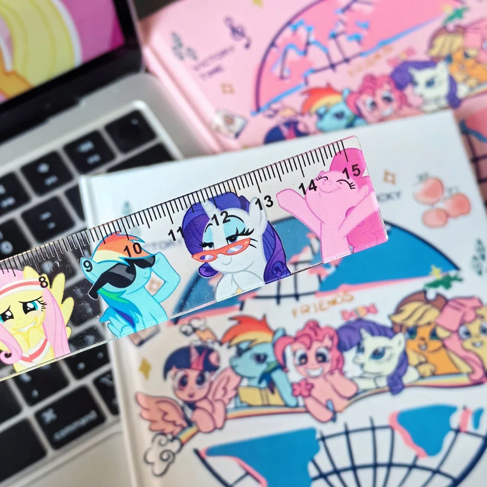 4 pcs cute transparent learning ruler cartoon acrylic stationery triangle ruler full set high aesthetic value, ideal choice for