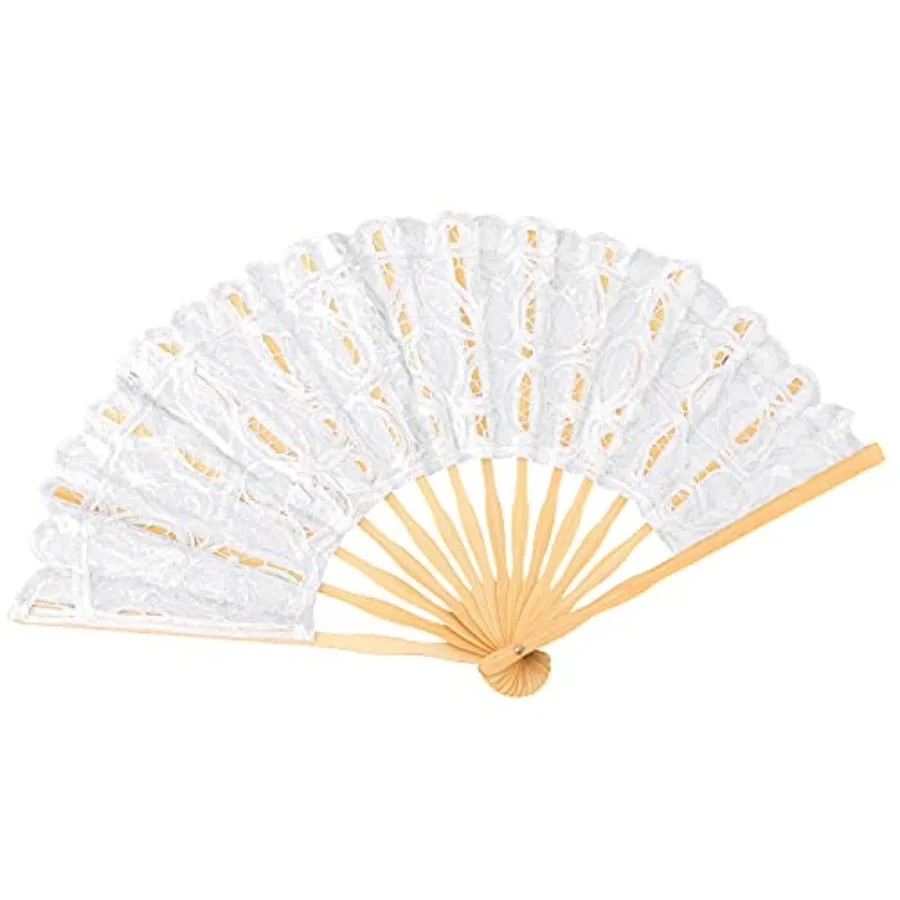 VON LILIENFELD ®   Éventail en dentelle pour mariée, accessoire femme, Carmen Blanc