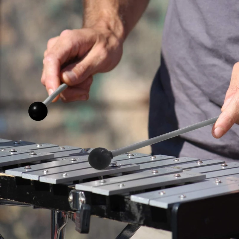 1Pair Orff Marimba Mallets Black Rubber Xylophone Mallets Double-head Drumsticks Dropshipping