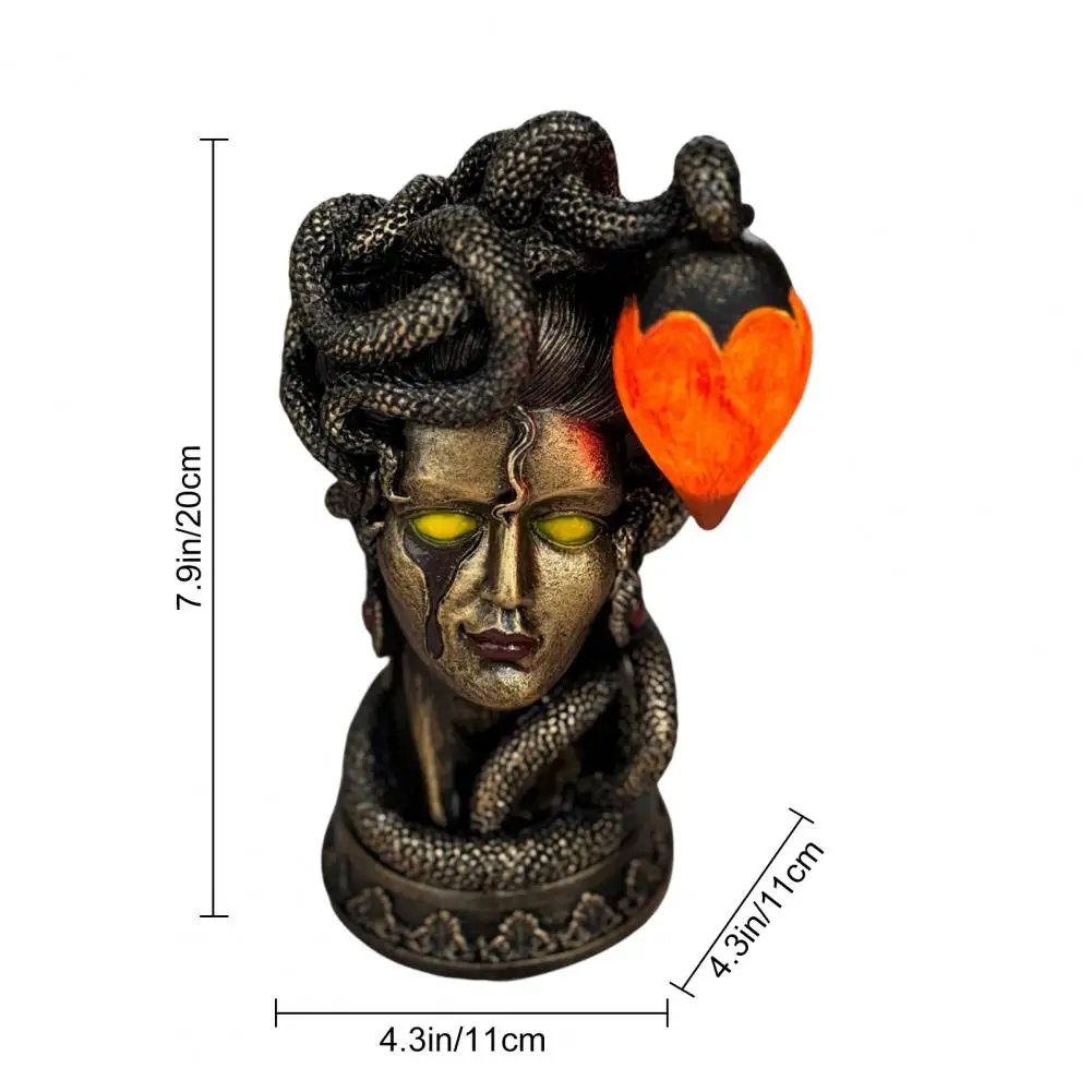 Resin Statue Desk Lamp Gorgon Table Lamp Night Light Retro Mythology Gorgon Statue Desk Lamp Decorative Bedroom Room Fixture