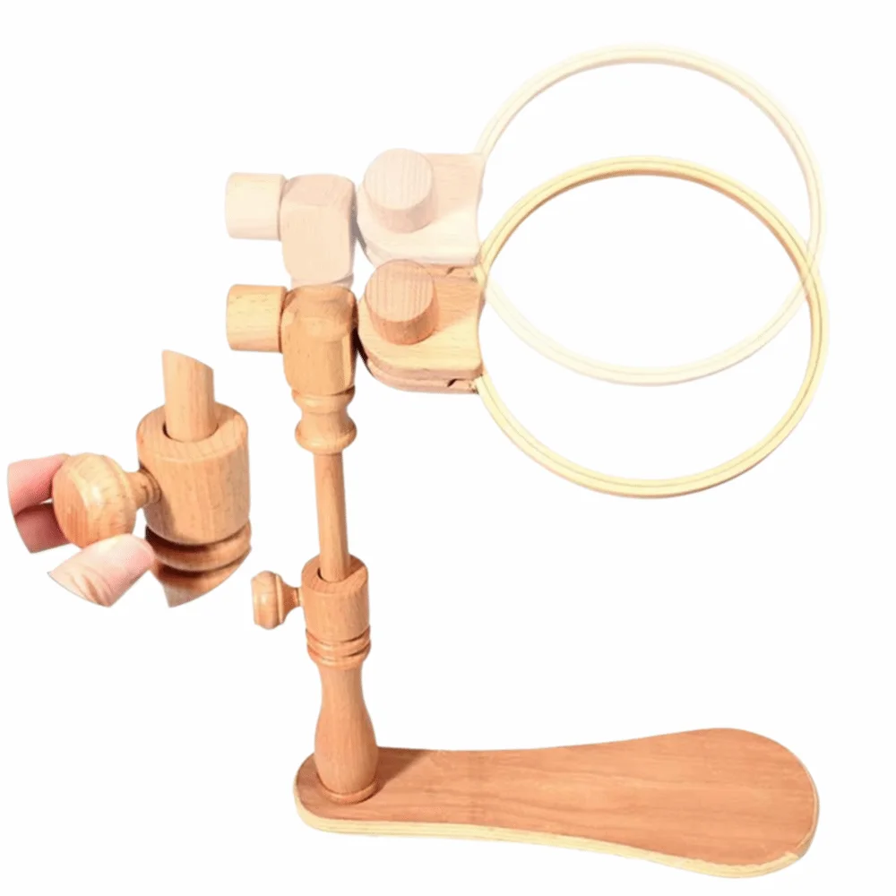Portable Embroidery Hoops Stand Embroidery Holder Stable Wood Rotary Hoop Holder Rotatable Holder Wood Rotary Hoop Holder