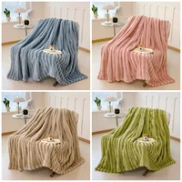 Striped Fuzzy Plush Throw Blanket 100×150cm Soft Cozy Fluffy Blanket for Sofa Bed Couch Home Decor 3