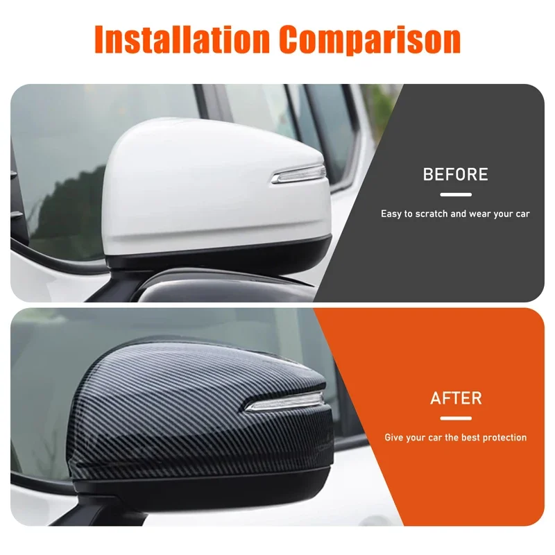 

For Land Cruiser LC300 2023 Side Mirror Cover Wing Rearview Accessories ABS Carbon Pattern Glossy Black Modified