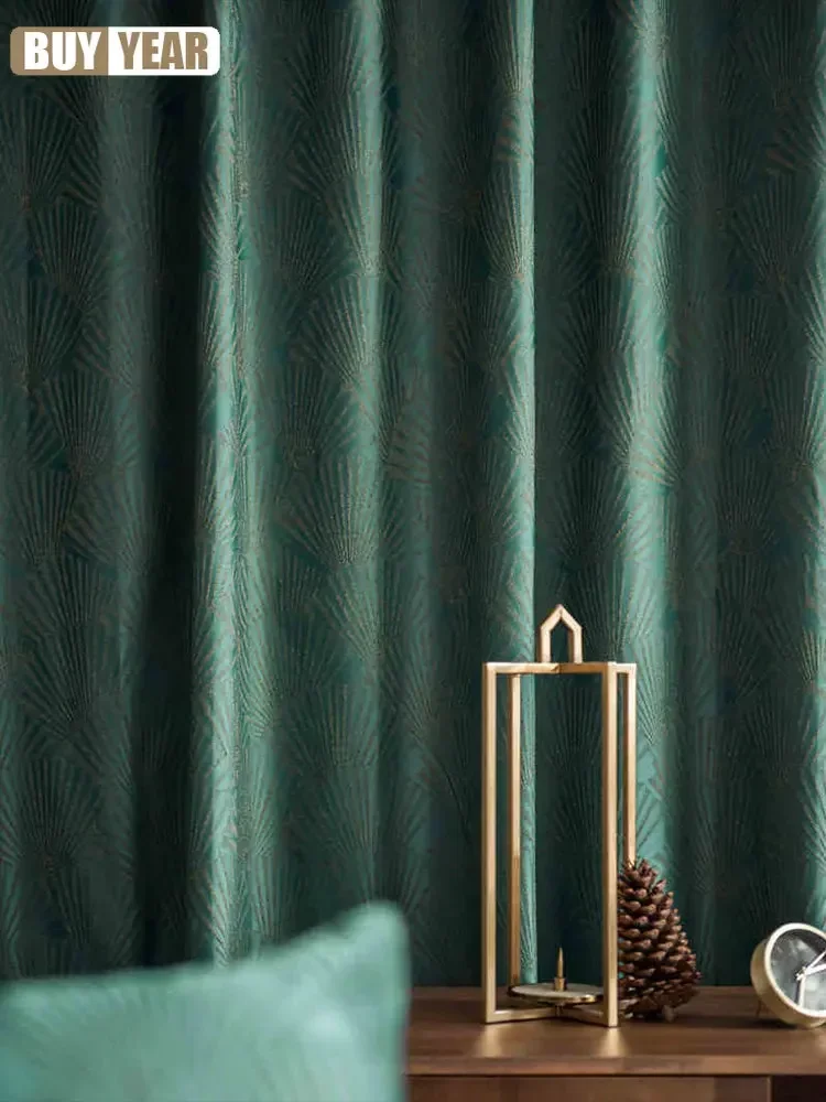 

New Chinese Style Luxury European Style Geometric Jacquard Full Blackout Curtains For Living Dining Room Bedroom Customization