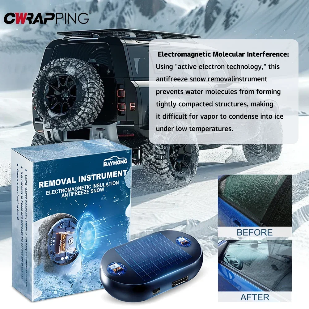 Car Snow Removal Tool Dual Power Supply Charging Fast Ice and Snow Melter Mini Portable Glass Window Electromagnetic Deicer