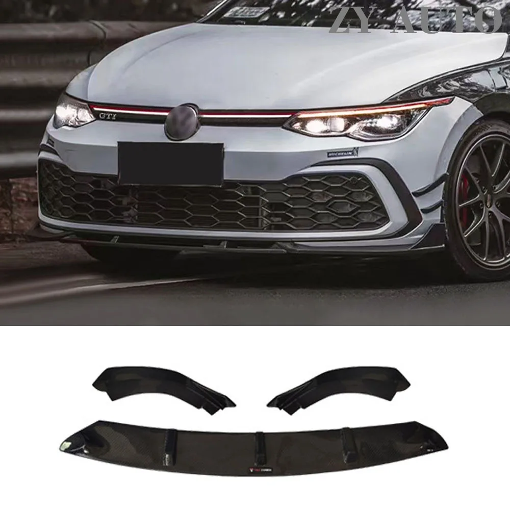 For VW Golf 8 GTI MK8 2021 2022 2023 Dry Carbon Fiber Front Lip & Rear Spoiler Car Exterior Modification Accessories