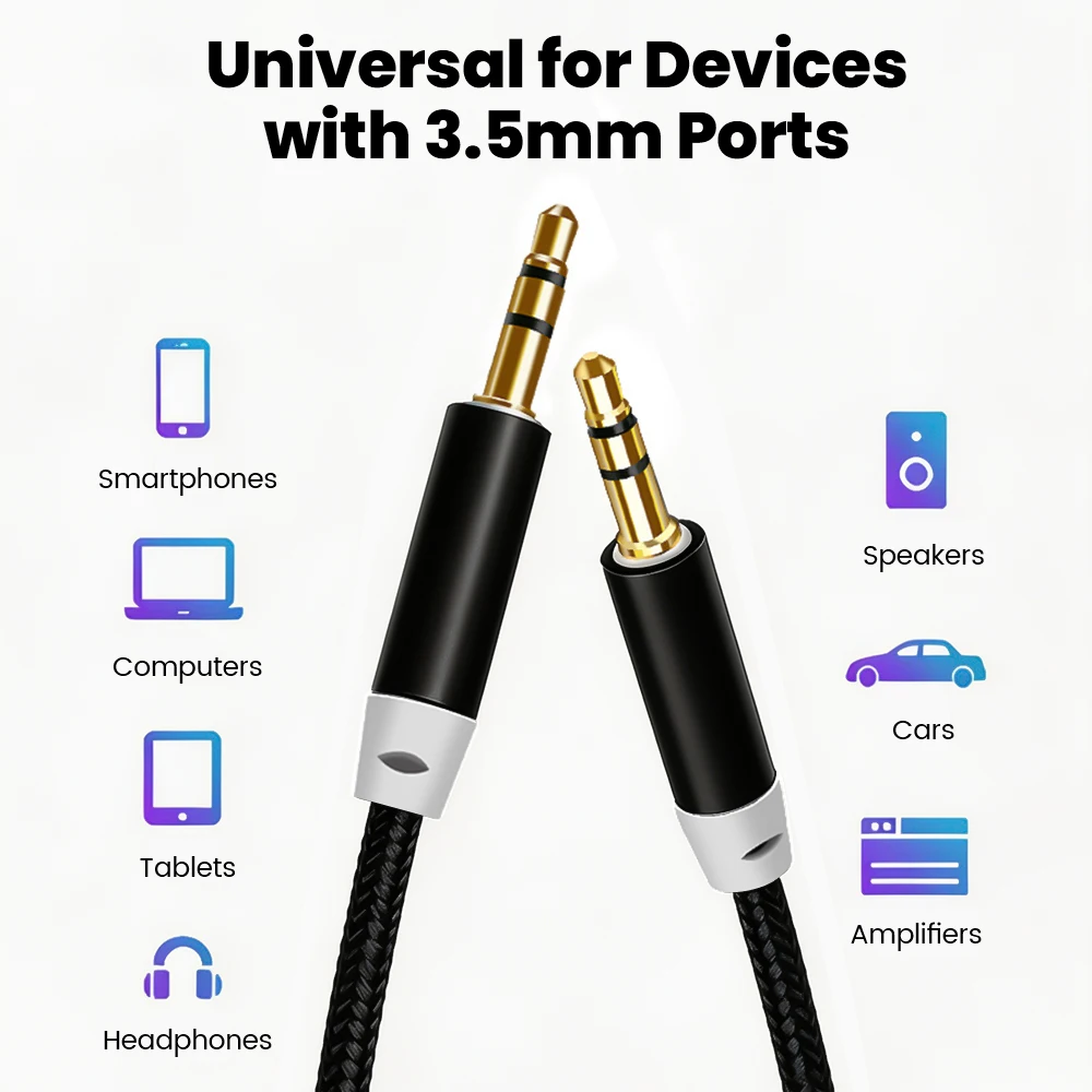 3.5mm Male to Male Auxiliary Audio Cable for Car AV Phone Computer Car Stereo Headset Vehicle Connection