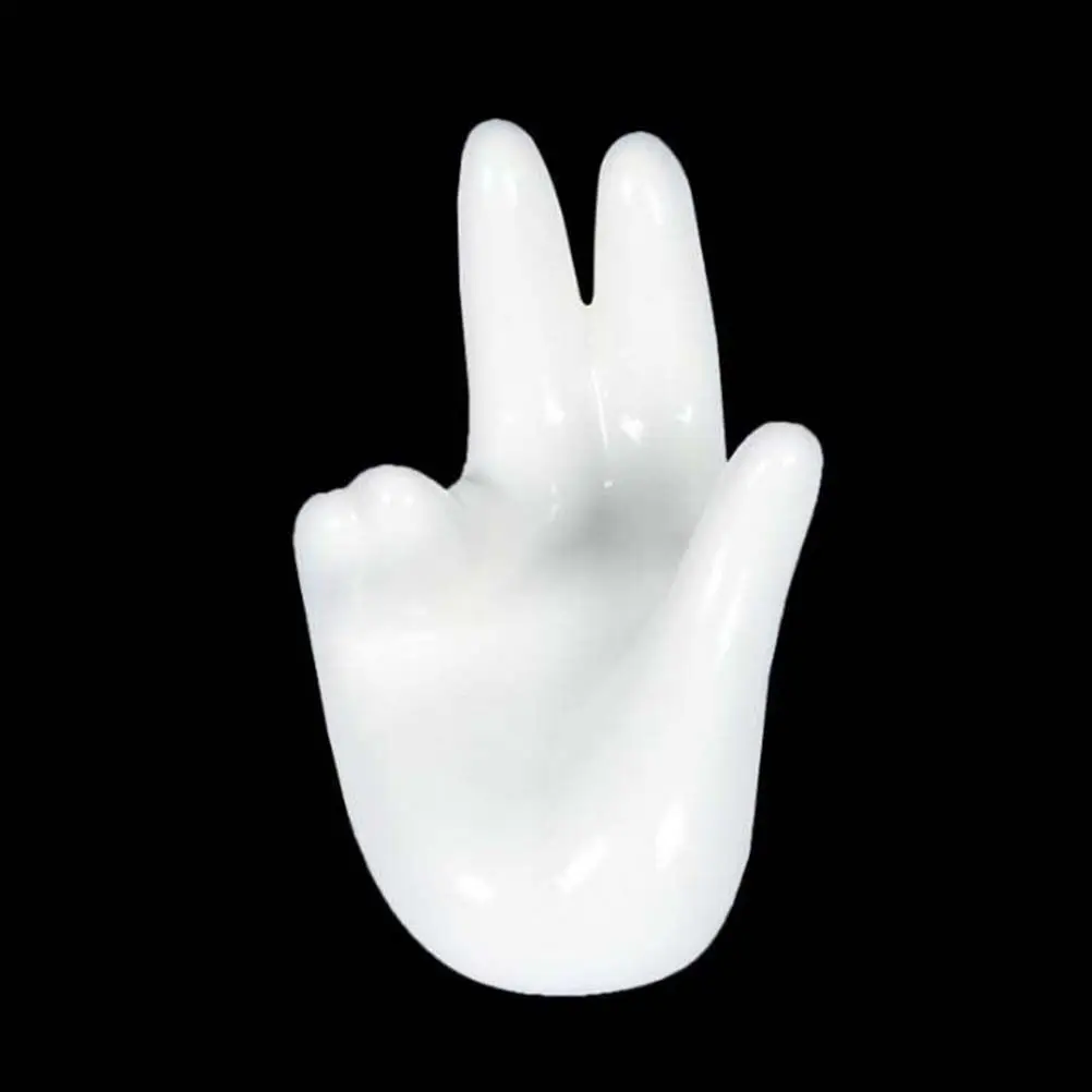 Porcelain White Ceramic Tea Pet Palm Ocarina Stand Office Desk Decor Hand Display Holder Base Office Desk Decor