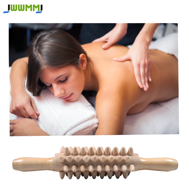 Rolo de massagem de madeira, rolo corporal multifuncional para celulite, tensão muscular e suporte de saúde da pele, massageador natural, 1 peça