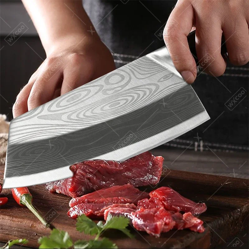 WXCOO 1 3pcs Stainless Steel Kitchen Knife Meat Chopping Knife Vegetable Slicing Chef Knife Household Fruit Cutter Scissor Set