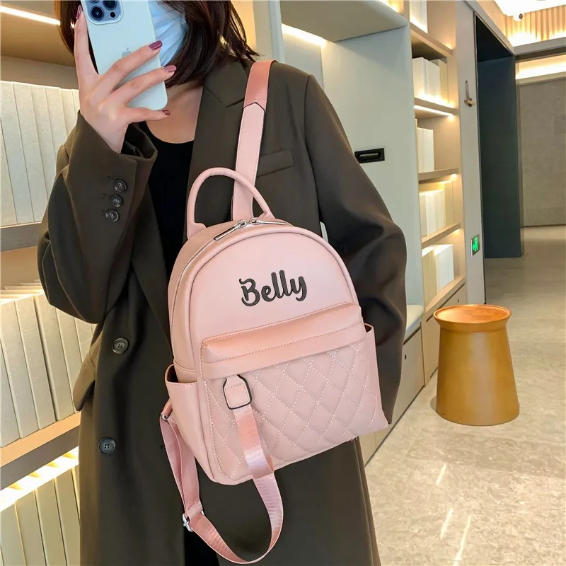 Embroidery Name Backpack Mini Backpack Women PU Small Backpack Purse for Women Custom Name Travel Backpack Cute Bookbags