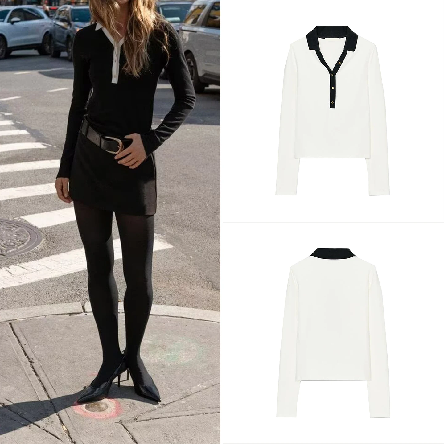 

Z Женская трикотажная двусторонняя цветная блузка, универсальный дышащий топ Sli Long Sve Ne ort Length