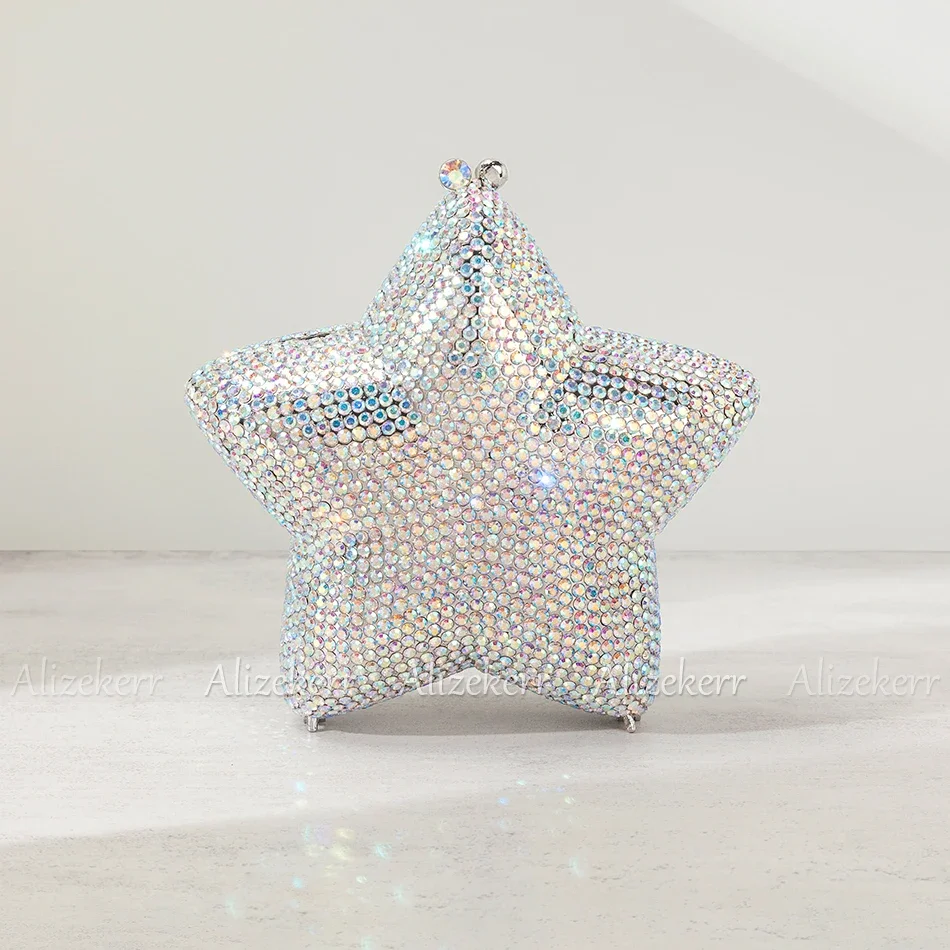 Alizekerr Star Shaped Crystal Evening Bags Women 2024 Boutique Gorgeous Gradient Colour Diamond Mini Clutch Purses Wedding Party