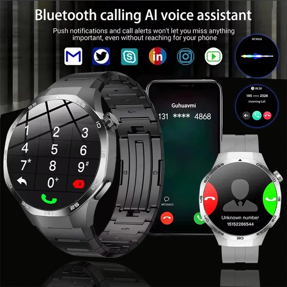 2025 relógio 5 pro relógio inteligente masculino pulseira de titânio 1.53 amoled tela hd bússola bluetooth chamada gps nfc freqüência cardíaca smartwatches