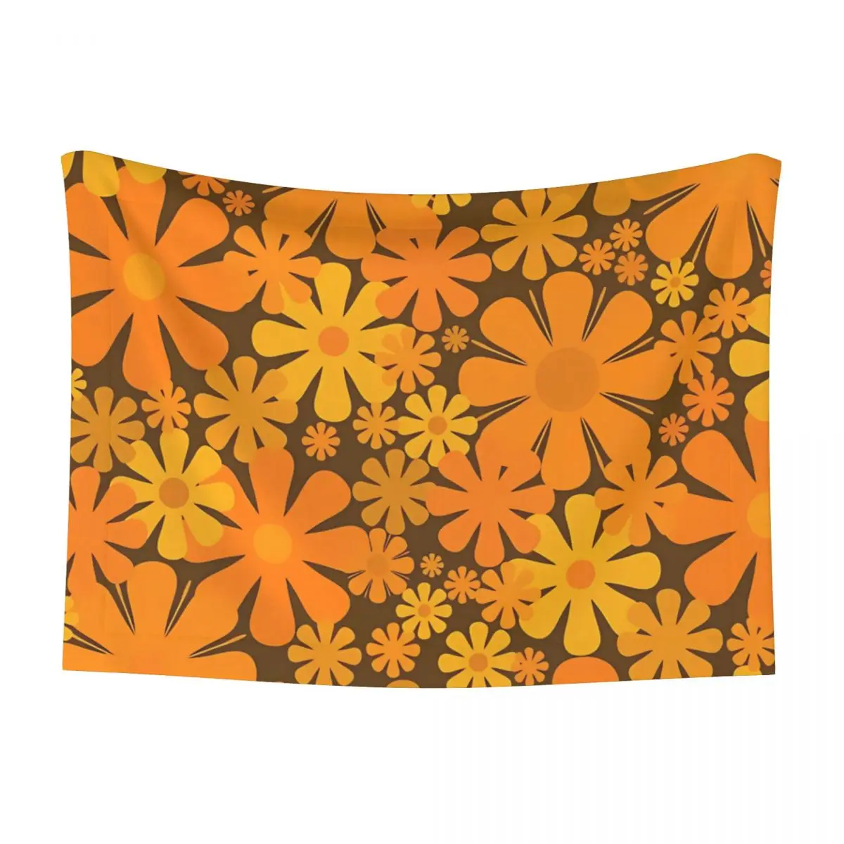 

Retro 60s 70s Aesthetic Floral Pattern In 1970s Dark Brown Orange Mustard Yellow Warm Pet Blanket