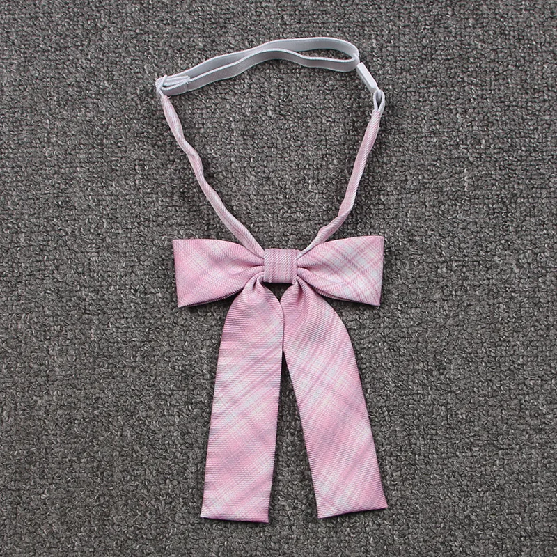 Cotton Students Uniform Striped Bow Tie Pink Plaid Tie Japanese JK Plaid Bowtie Student Tie Girl Mindfulness Bow Tie Accessories