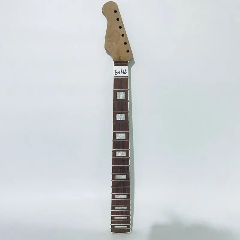 EN636  Left Hand Electric Guitar Neck  Redwood+Rosewood 21 Frets for ST Guitar Replace DIY Unfinihsed White Block Inlay