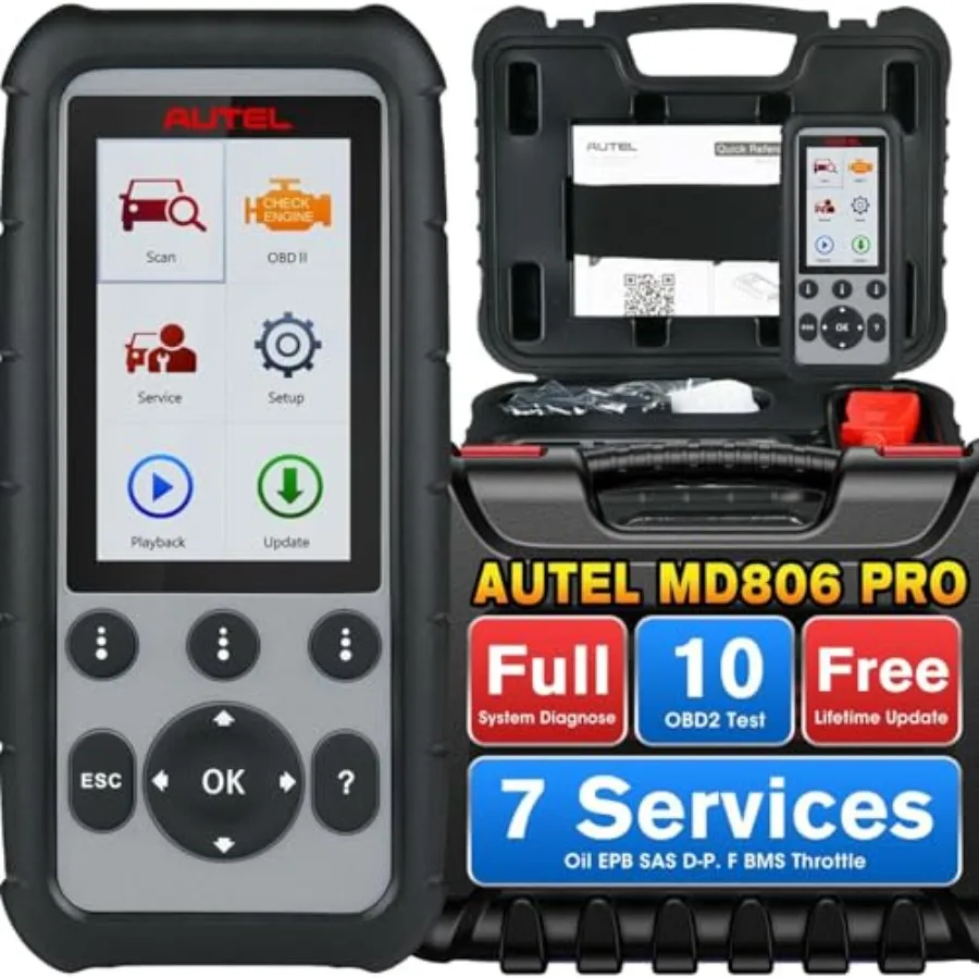 

MaxiDiag MD806 PRO OBD2 Scanner: Full Systems Diagnostic Scan Tool w/Live Data Oil Reset BMS SAS Throttle A/F EPB D-P.F, AutoSc