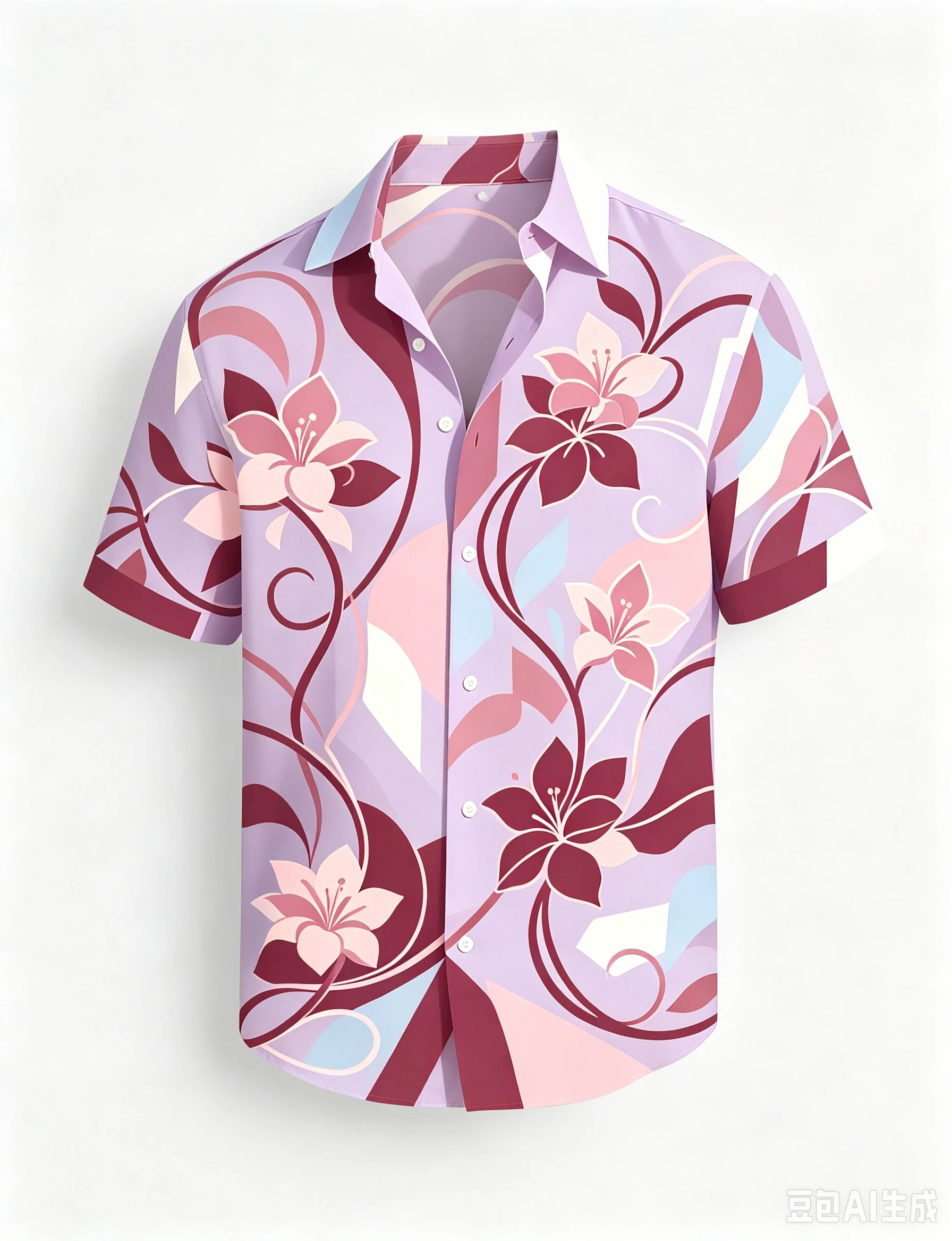 Men's Tropical Geometric Patchwork Style Printed Casual shirt, For Summer leisure, Beach gatherings, And Daily Commuting Wear