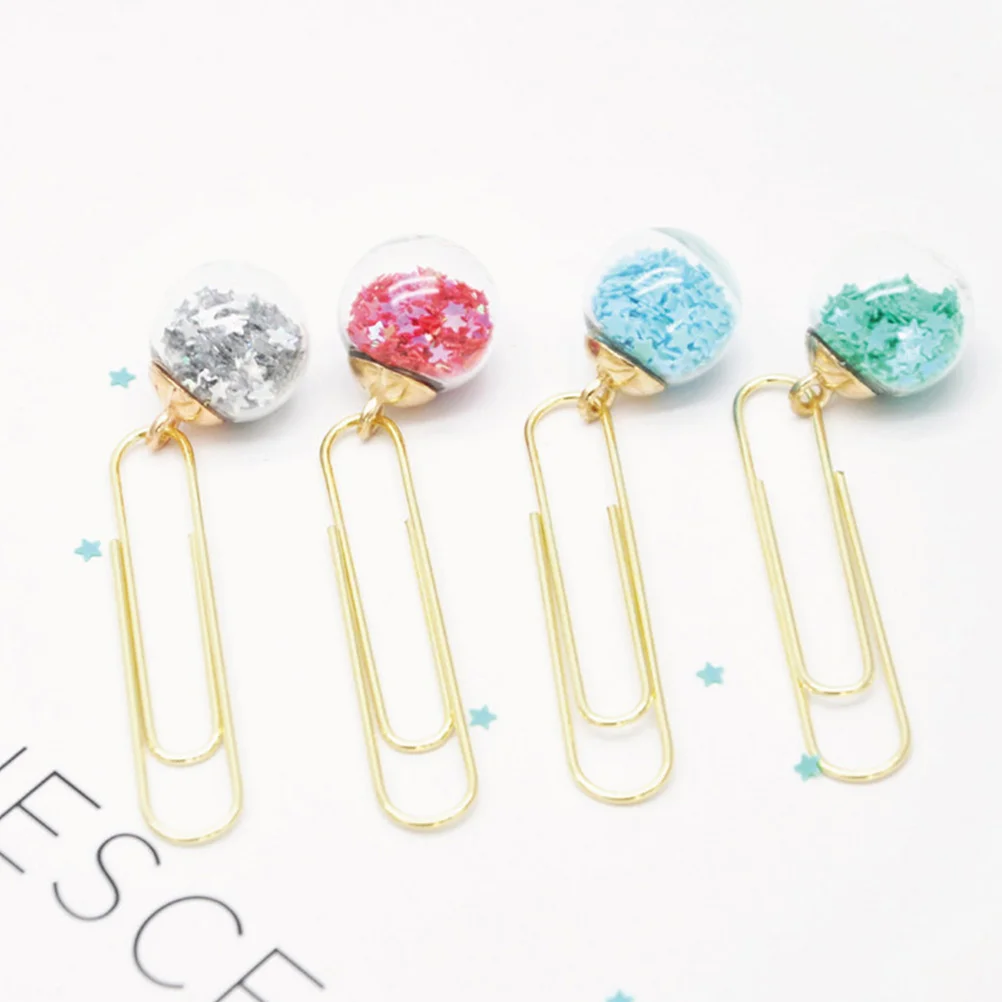 

10pcs Crystal Ball Bookmark Lovely Rustproof Paper Clip For Notebook Calendar Scrapbook Sticker Notes Office School Organizing