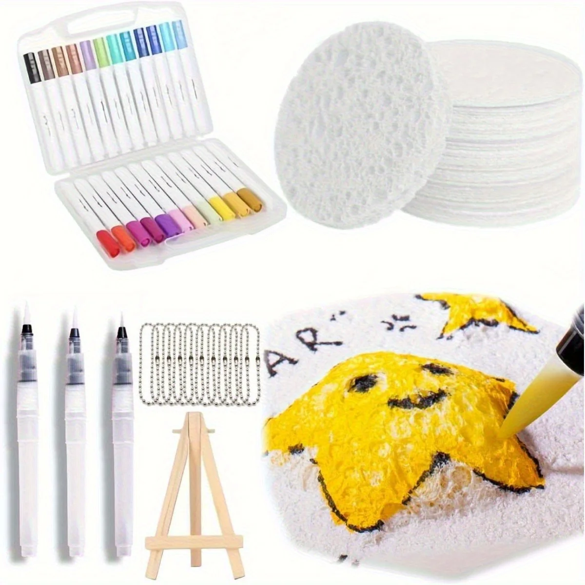 3D Drawing Pens Magics Texture Painting Kit with Watercolor Brush Marker Pen Painting Paper Blank Painting for Painting ArtCraft