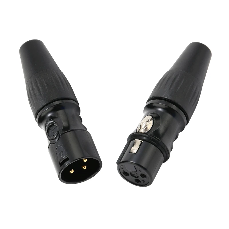 A pair REAN XLR Plug Connector 3 Pin Male Female Audio Balanced XLR Plug Bend 90 Degrees Microphone Cable Plug