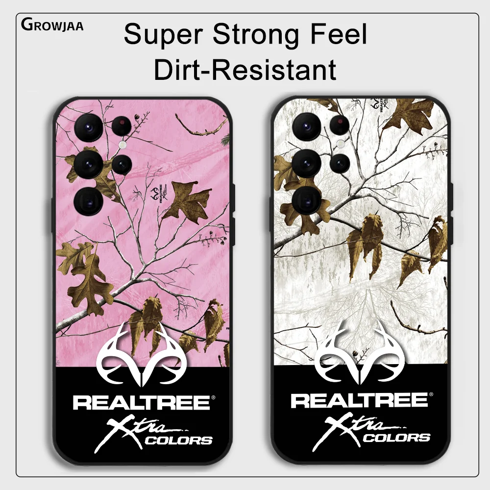 R-Real T-Tree Camouflage Phone Case For Samsung Galaxy S24 Ultra S22 S23 Ultra S21 S20 5G Protective Silicone TPU Funda