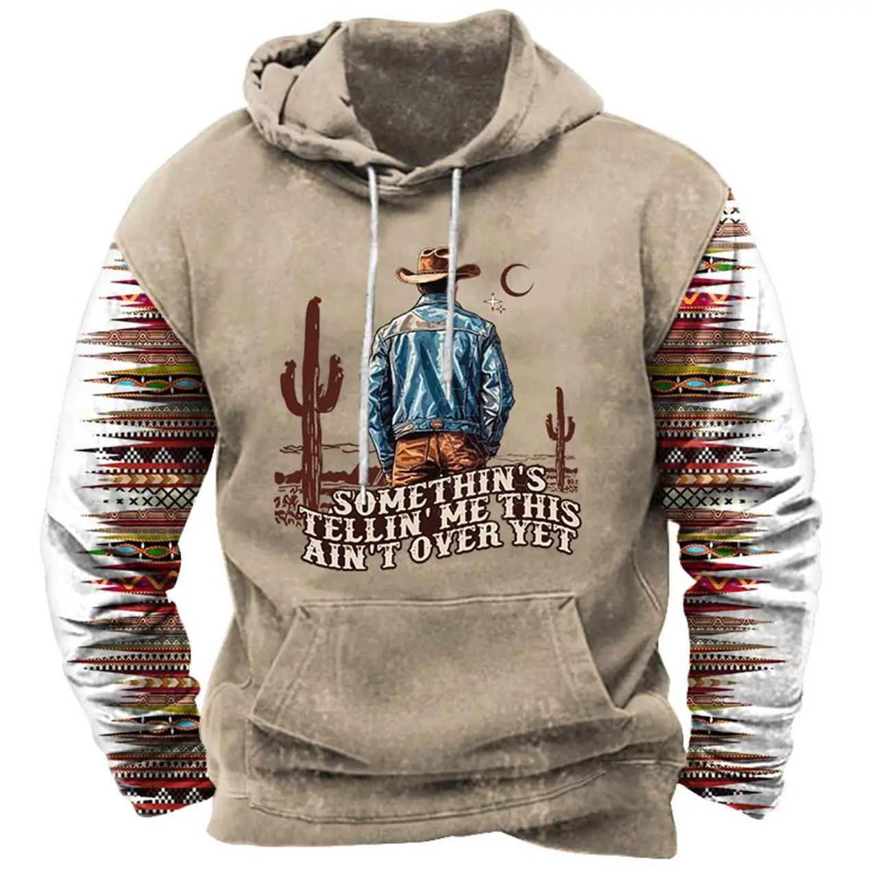 

Western Cowboy Print Men's Hoodie Autumn Oversized Hooded Sweatshirt American Vintage Streetwear Daily Casual Mens Clothes Tops