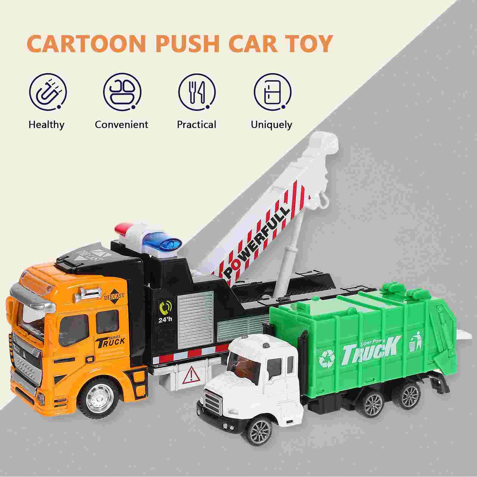 Children's Towing Crane Toy Car For Kids Miniature Baby Alloy Friction Powered Vehicles