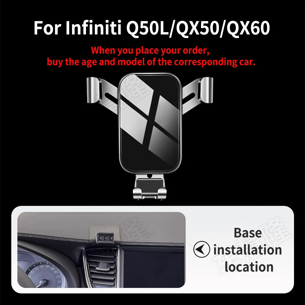 

Car Phone Holder For Infiniti Q50L QX50 QX60 GPS Stand Air Outlet Clip Rotatable Support Accessories