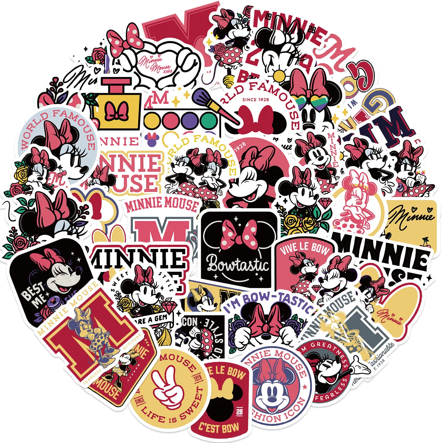 

50 Disney Minnie Graffiti Stickers Decorative DIY Phone Luggage Waterproof PVC Stickers Girl Gift