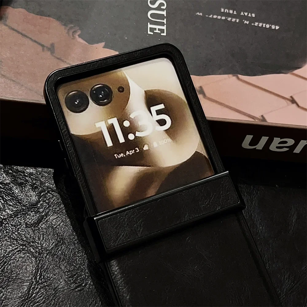 الراقية عادي الجلود هارد شل فليب قضية الهاتف لسامسونج غالاكسي Z فليب 7 6 5 4 3 5G الأعمال للصدمات المفصلي غطاء وقائي