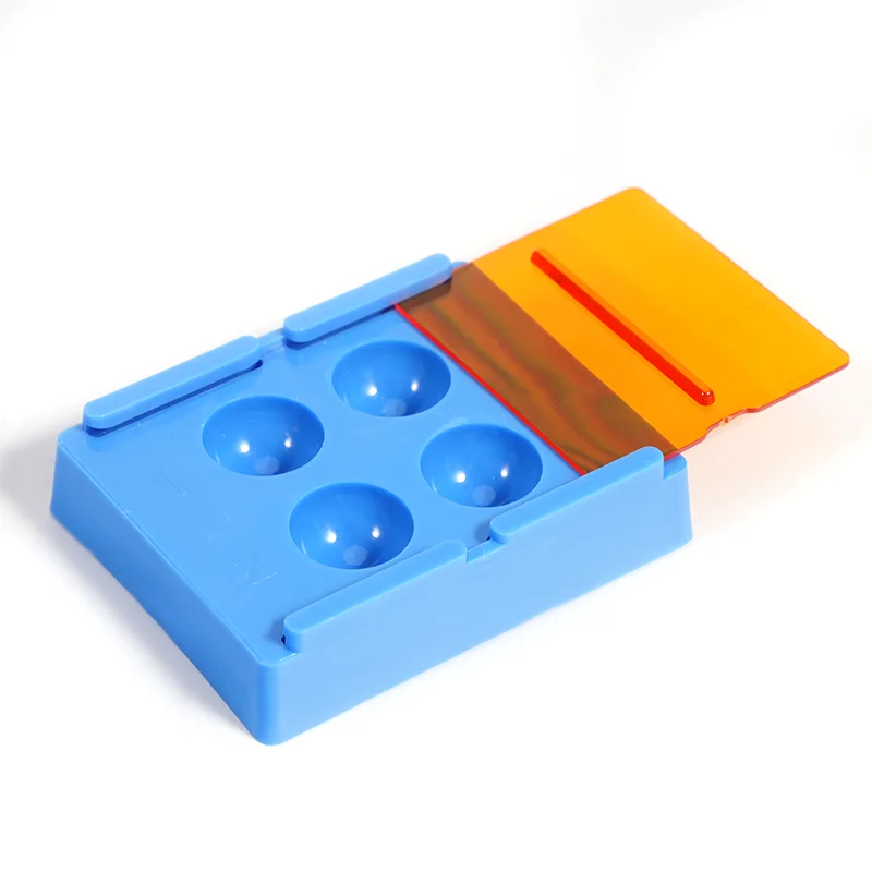 4 Slots Dental Resin Shade Light Box Composite Hood Case Protector Veneer Storage Organizer for Denture Teeth Patch